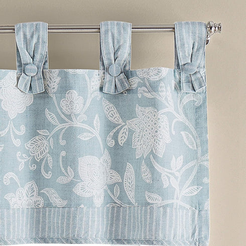 Waverly Stencil Vine Short Curtain Valance Tab Top Window Curtains for Kitchen or Bathroom, 52" x 18", Spa...