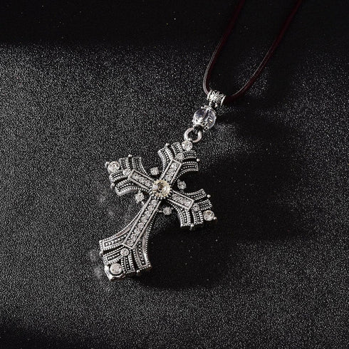 Car Pendant Metal Diamond Hanging Cross, Auto Interior Rearview Mirror Dangle, Interior Decoration Pendant...