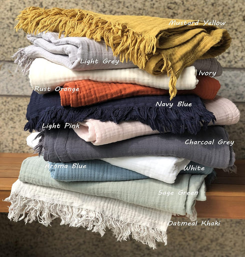 KyraHome 100% Organic Cotton 50"x60" Muslin Blankets for Adults, Couch, Kid, Pre-Washed Plant Dyed Breathable Lightweight Gauze Soft Throw Blanket...