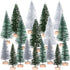 18Pcs Miniature Pine Trees Sisal Trees with Wood Base Christmas Tree Set Tabletop Trees for Miniature Scenes, Christmas Crafting and Designing, Mi...
