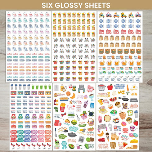 bloom daily planners Meal Planning Stickers - 8 Sheets / 592 Stickers - Essential Variety Pack for Menu Prepping, Grocery Shopping, Food & Diet Tr...