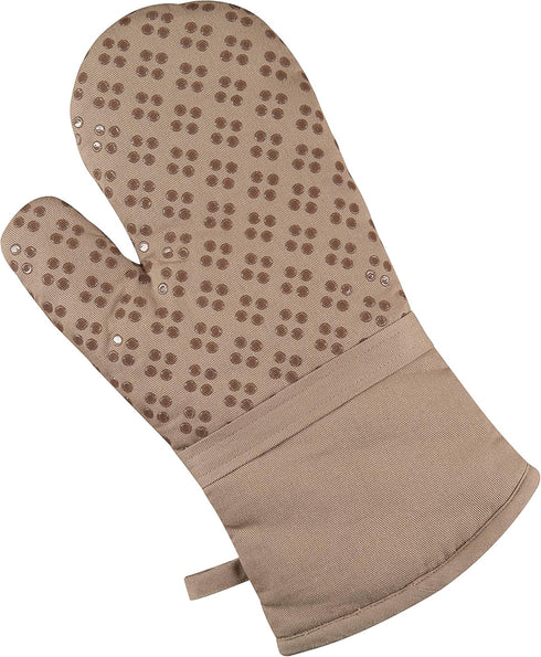 Sticky Toffee Oven Mitt and Pot Holder Set of 3 – Tan Kitchen Hot Pads and Mitts with Non-Slip Silicone Grip, 100% Cotton Shell, Oeko-Tex Cotton...