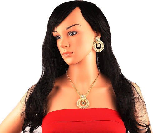 Touchstone Indian Bollywood Elite Mughal Kundan Look Chand Baali Moon Bridal Designer Jewelry Pendant Set For Women In Gold Tone. (Gold)...