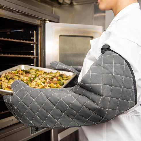 Carlisle FoodService Products 800FG24-BK BestGuard Commercial Heat Protection Up to 450° F Oven Mitts (Pair), 24" Length, Black...