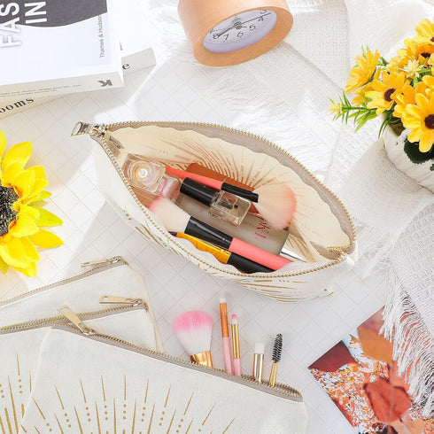 10 Pcs Sunshine Ray Makeup Bag Boho Cosmetic Bag Makeup Pouch Zipper Make up Bag for Your Purse Small Cosmetic Pouch Travel Accessory Pouch Cute Z...