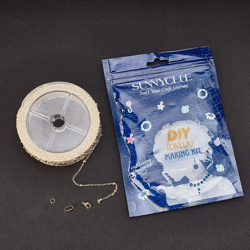 SUNNYCLUE 39 Feet Gold Satellite Chains Necklace Jewelry Making Chains with Brass Jump Rings Lobster Clasps Pinch Bails for Necklaces Bracelets Pe...