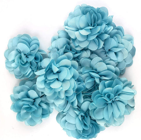 Worlds Blue Chiffon Ruffled Fabric Flower for DIY Handmade Decorative, Hair Clip,Scrapbooking and More Decoration 10PC (2-3/8" Inch)...