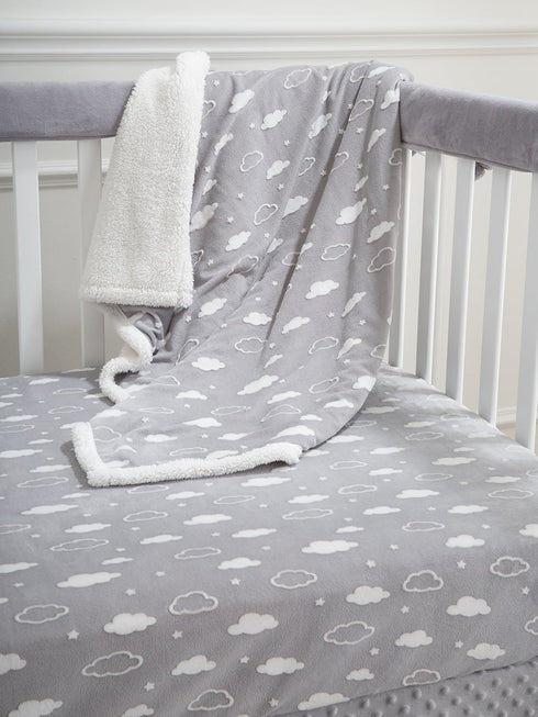 American Baby Company Heavenly Soft Chenille Fitted Crib Sheet 28" x 52", Warm and Cozy Neutral Chenille Sheet, Gray 3D Cloud, for Boys and Girls,...