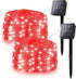 2 Pack 100 LED Solar Red String Lights,33ft Solar Halloween Lights Outdoor,8 Modes Waterproof Red Solar Fairy Lights for Christmas Tree Party Wedd...