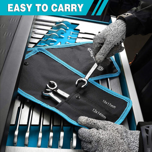 DURATECH Flare Nut Wrench Set, Metric, 3-piece, 10, 12, 13, 14, 15, 17mm, CR-V Steel, Organizer Pouch Included...