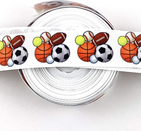 Worlds 10 Yards Sports Balls Printed Grosgrain Ribbon for Gifts Wrapping DIY Crafts 7/8"Inch...