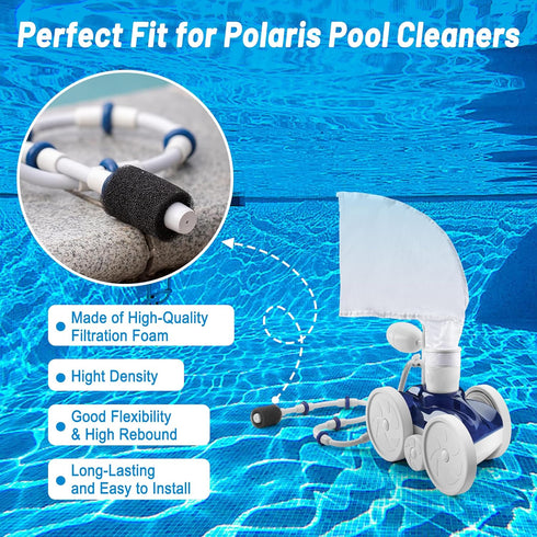 Pool Cleaner Kit for Polaris 280 480, 2Pcs All Purpose Bag with Zipper Closure Replacement Mesh Bag and 10Pcs Sweep Hose Tail Scrubbers Replacemen...