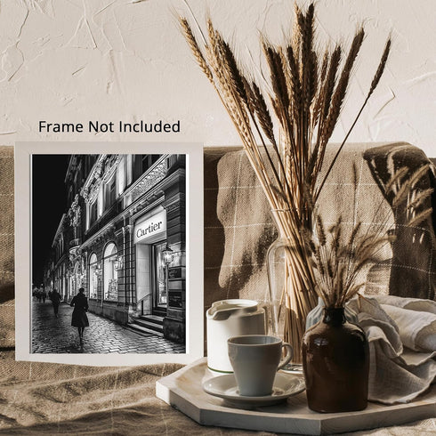 Posterizer 1 pcs-black-and-white photograph of Luxury store front 2-Photography Art-Retro Art-Gift for Women, Fashionistas, Designer Fashion Fans-...