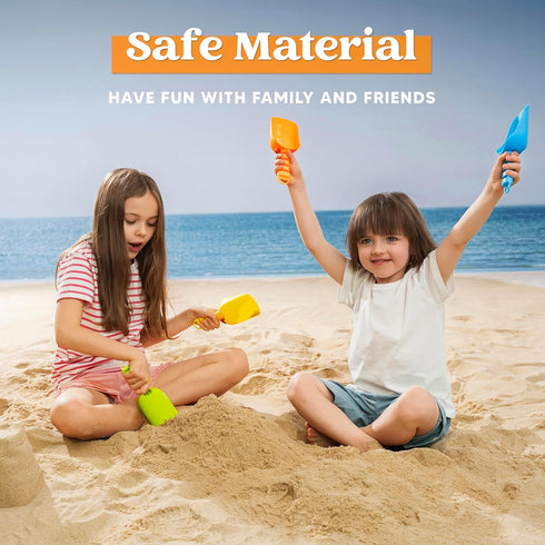 Sloosh Beach Sand Shovels for Kids - 4 Packs Shovels Colorful Scoops Travel Sand Toys for Toddlers Kids Outdoor Digging Play, Heavy Duty Plastic G...