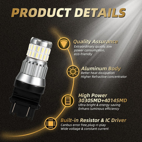 3157 Led Bulb,Reverse Light Bulb,Car Accessories Super Bright Low Power 3157 4157 3057 3156 LED Bulbs with Projector,Brake Stop Tail,Led Tail Ligh...
