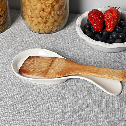 Porcelain Spoon Rest Large Spoon Holder Utensil Rest for Kitchen Counter Stove Top, Dishwasher Safe (White)...