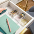 Martha Stewart Brody Desktop Storage Organizer, Stack and Slide Plastic Organizer Tray, Organizer for Office, Kitchen, or Vanity, 3" x 3.75", Clea...
