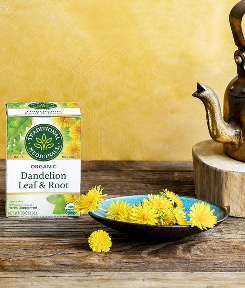 Traditional Medicinals Organic Dandelion Leaf & Root Herbal Tea, Supports Kidney Function & Healthy Digestion, (Pack of 2) - 32 Tea Bags Total...