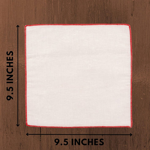 Men's Linen Pocket Square Solid White with Embroidered Edge Premium Cotton Pocket Squares (Violet, Black, Umber, Red, Navy blue)...