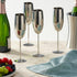 Oak & Steel - 4 Silver Stainless Steel Champagne Flutes with Gift Box, 284 ml - Elegant, Solid & Unbreakable - Outdoor Parties, Picnic, Beach & Po...