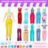 56 Pcs Doll Clothes and Accessories,2 Wedding Gowns 2 Evening Dresses 6 Fashion Dresses 4 Set Casual Outfit Top and Pant 2 Swimsuit,20 Hanger 10 S...