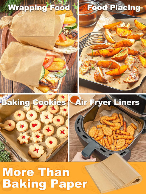 SMARTAKE 200 Pcs Parchment Paper Baking Sheets, 9x13 Inches Non-Stick Precut Baking Parchment, for Baking Grilling Air Fryer Steaming Bread Cup Ca...