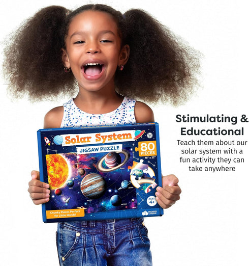 Momo & Nashi Solar System Space Kids Puzzles - 80 pcs - Large Jigsaw Floor Puzzles for Kids Ages 4-8, 3-5, 6-8, 8-10 Boys Girls - Science Educatio...