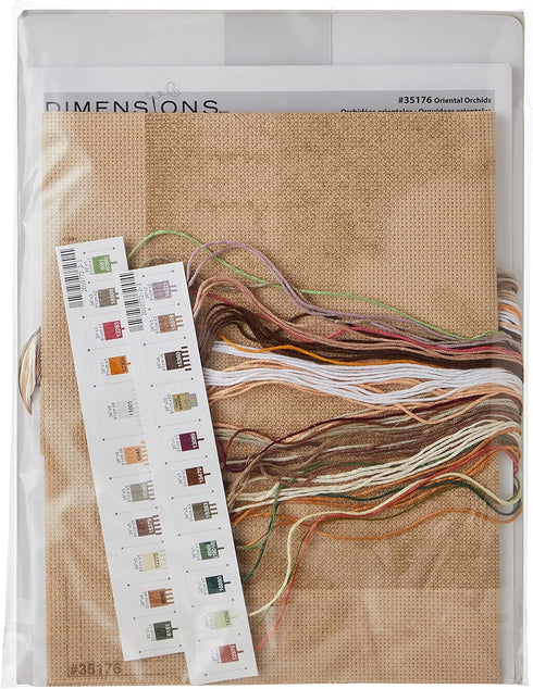 Dimensions 'Oriental Orchids' Counted Cross Stitch Kit, 14 Count Beige Aida, 12" x 12"...