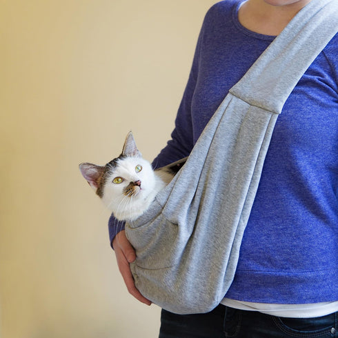 iPrimio Reversible Cat Sling & Dog Carrier Sling - Aqua Blue, Soft Hands Free Pet Carrier, Cat Papoose Carrier Front, Puppy Sling, Cat Carrier, Pe...
