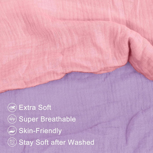 Pro Goleem Muslin Changing Pad Cover for Girls, Soft Breathable Fitted Cotton Diaper Changing Table Pad Sheets, 2 Pack (Pink?Purple)...