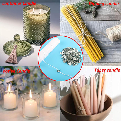 MILIVIXAY 21ply Square Braided Candle Wick Bundle: 200ft Cotton Wick, 200 Tabs, 200 Stickers, 2 Wooden Holders...