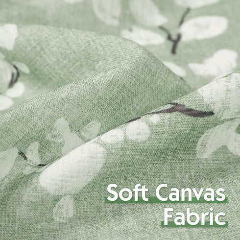 FMFUNCTEX Green White Kitchen Tier Curtains 24 Inch Length Blossom Print Half Window Drapes for Bathroom Floral Patterned Light Filtering Privacy ...