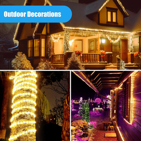 LED Rope Lights Outdoor, 108 LEDs 16Ft Connectable and Flexible Strip Lights, 110V Plug Waterproof Classic Tube Lights for Indoor Tree Patio Garde...