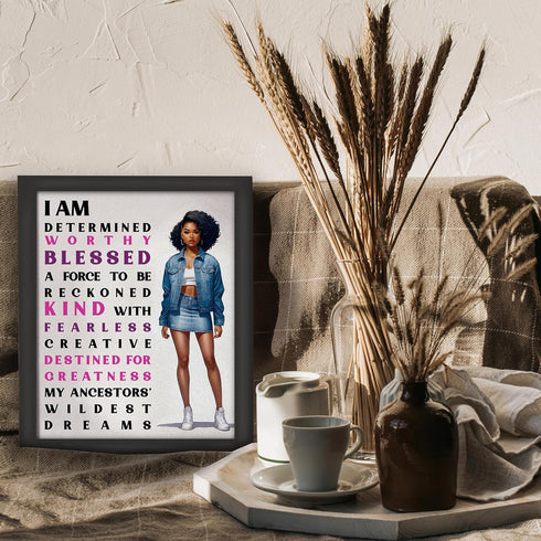 Posterizer 1 pcs-Ethnic African American Women-Positive Quote-Afro-American Art Collection-Inspirational Women's Art-decor for Girls, Teens Bedroo...