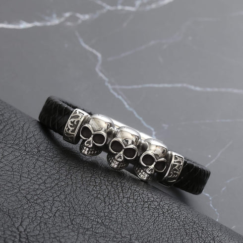HAQUIL Mens Leather Bracelets Layered Leather Wristbands Cuffs Stainless Steel Clasp Boho Style Valentine Birthday Anniversary Christmas Gifts for...
