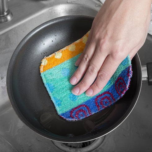 Set of 4 Premium Paperless Kitchen Dish Wash Scrubs – Sponge Scour Pads Made of 100% Natural Organic Fibers W/Non-Toxic Coat – Non-Scratch Surface...