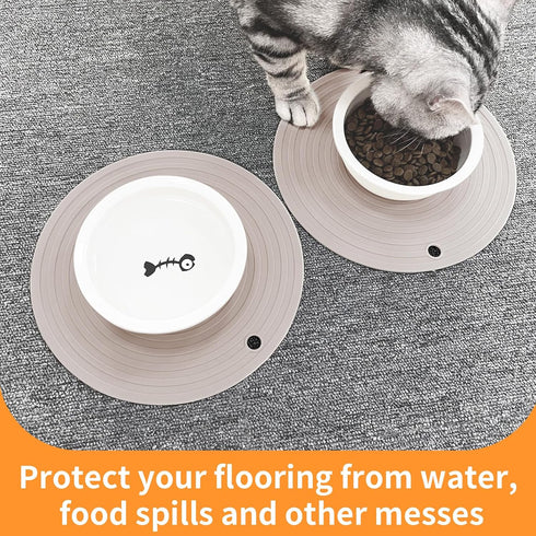 Ptlom 2 Pack Dog Food Mat Anti-Slip Dog Bowl Mats for Food and Water, Waterproof Dog Feeding Mat Prevent Messy Spills to Floor, Silicone Pet Place...
