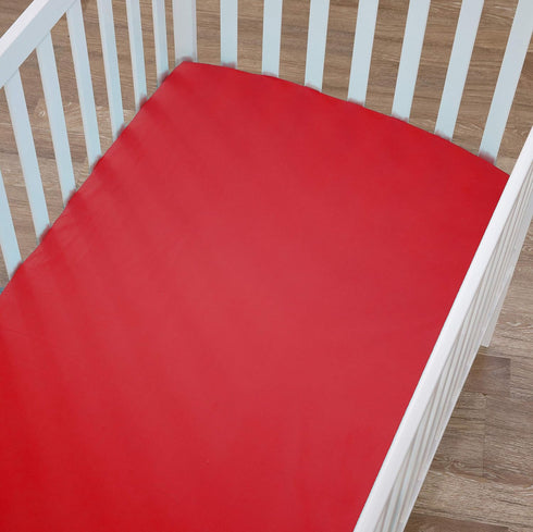 TL Care Supreme 100% Natural Cotton Fitted Crib Sheet 52" x 28", Enhanced Thickness for Soft, Breathable & Hypoallergenic Jersey Comfort, Red, Neu...