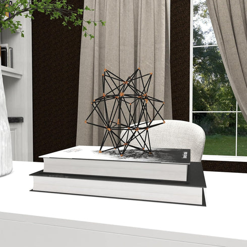 Deco 79 Metal Geometric Decorative Sculpture Home Decor Statue with Gold Accents, Accent Figurine 7" x 7" x 7", Black...
