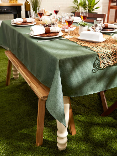 DII Indoor/Outdoor Re-Usable Tabletop Collection Tonal Lattice, Machine Washable, Tablecloth, 60" Round, Artichoke...