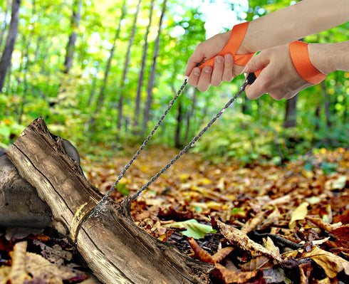 Pocket Chainsaw - Razor Sharp Self Cleaning 25.5 In Portable Hand Saw Survival Gear with Black Holster for Camping, Hunting, Hiking | Pocket-sized...