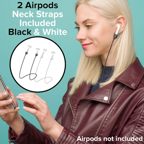 CHARGEWORX AirPods Case Cover Bundle for 1st & 2nd Gen AirPods, 9pc Set Includes Silicone Case Cover, 2pc Watchband Holders, 2pc Pairs Earhooks, 2...