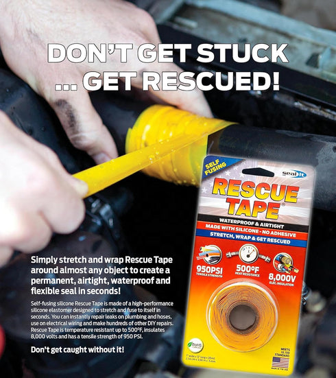Rescue Tape, Self-Fusing Silicone Tape, Emergency Plumbing Pipe & Radiator Hose Repair, Electrical Insulation, Military Std, 1" x 12', Yellow...