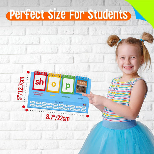 CVCC & CCVC Flip Charts, 40 Words Builder Phonic Games Freestanding Flip Chart Manipulative Spelling Toy Educational Learning Tool for Student Tea...