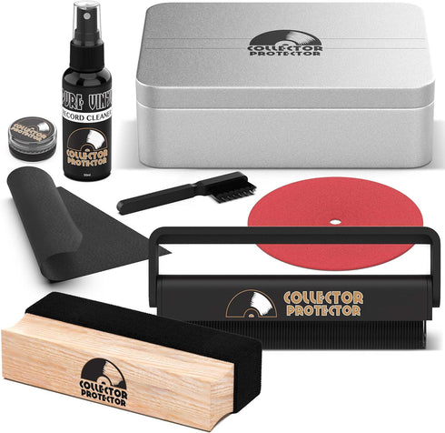Vinyl Record Cleaning Kit - Vinyl Cleaner for Records, includes Soft Velvet & Carbon Fiber Record Cleaning Brush, Record Cleaning Solution, Microf...