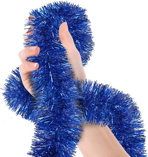 Christmas Tree Royal Blue Tinsel Garland Metallic Streamers Celebrate a Holiday Hanukkah Party Happy New Year Party Ceiling Hanging Decorations In...