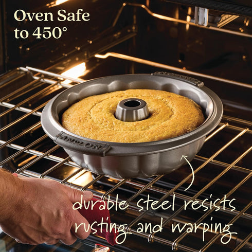 Anolon Advanced Nonstick Fluted Mold Baking Pan, 9.5 Inch, Gray, Carbon Steel...