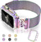 Magnetic Band with Bling Case Women Compatible with Apple Watch 45mm Crown Stainless Steel Strap Dressy Milanese Loop Protective Cover for iWatch ...