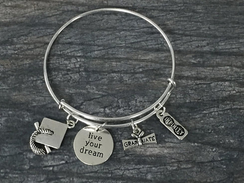 Infinity Collection - 2024 Graduation Gifts for Her - Silver Bangle Bracelet with Inspirational Message, Cool Senior Year 2024 Graduation Jewelry ...