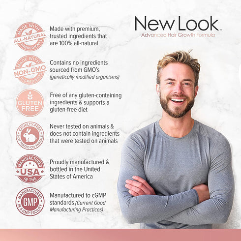 New Look Hair Growth Support Vitamins for Women and Men | Clinical Strength Supplement for Hair Loss | Supports Thicker, Fuller Hair with Biotin -...